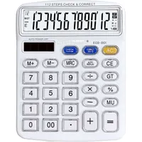 CTIFREE ECO-001 fehér számológép, 120x154mm, 12 számjegy, dual power, 2 év garancia