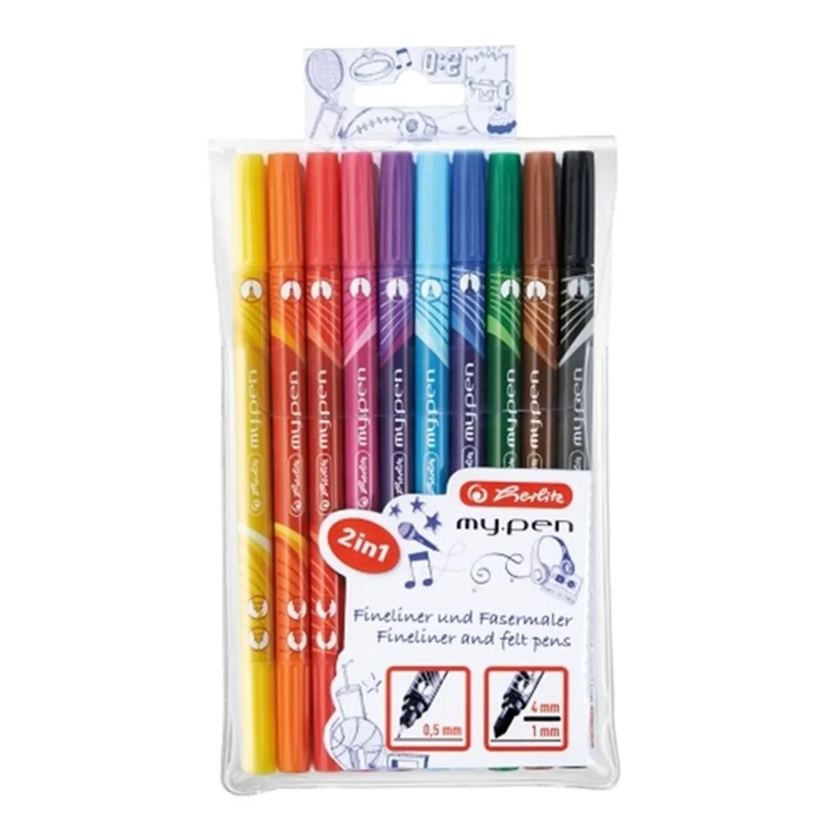 Herlitz my.pen kétvégű 10db-os vegyes színű filctoll készlet #1