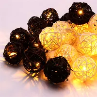 Iris Gömb alakú fonott/rattan/4m/fehér + barna/20db LED-es/3xAA elemes fényfüzér, fénydekoráció #2