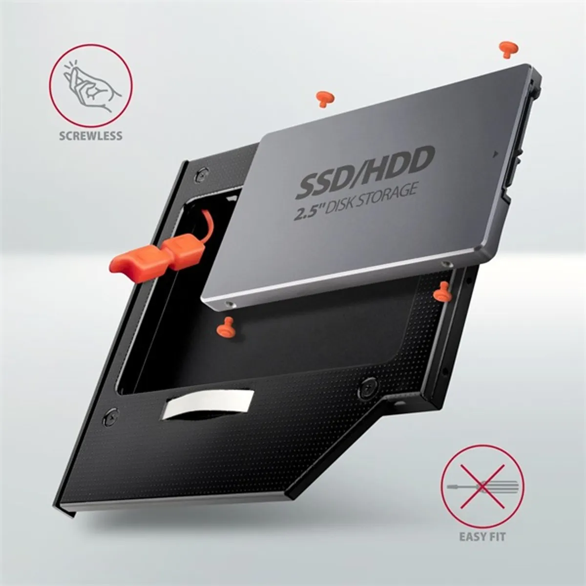 Axagon RSS-CD09 2,5" SATA SSD/HDD caddy optikai meghajtó beépítő keret #4