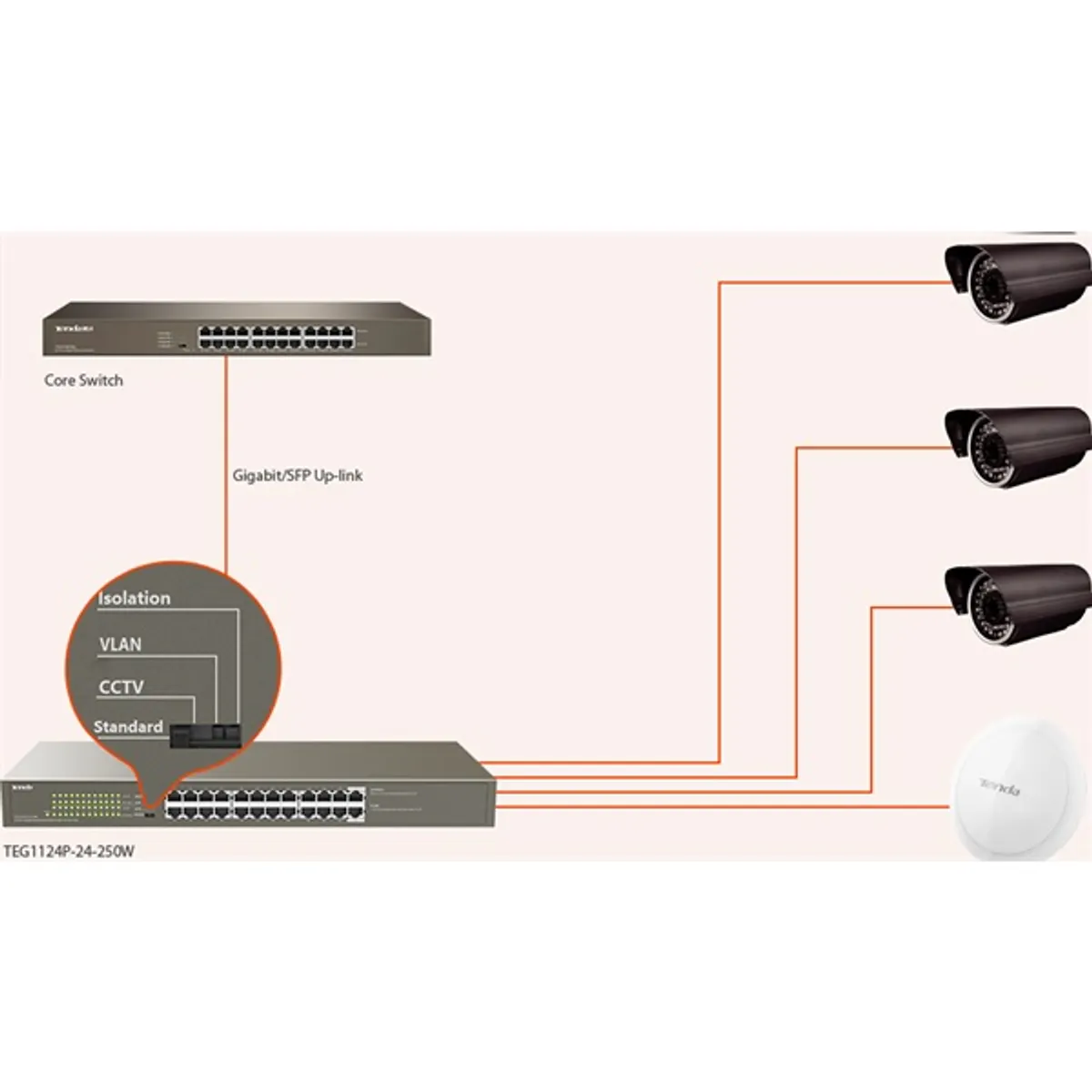 Tenda TEG1124P-24-250W 24port GbE LAN PoE (225W) switch #4