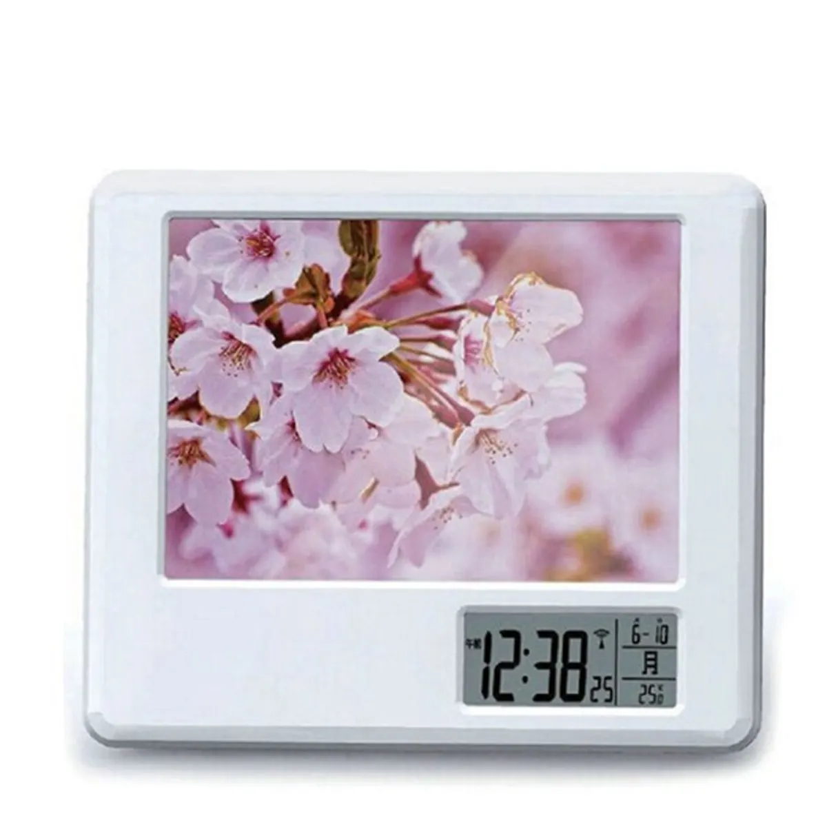 TOO PFC-100-W fehér asztali óra fényképtartóval #1