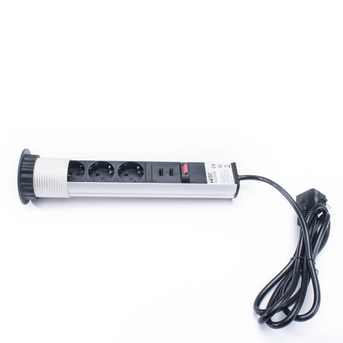 TOO PPS-304-3S IP20, 3x 2P+F, 2x USB-A, szálcsiszolt asztalba süllyeszthető elosztó #1