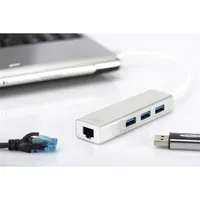 DIGITUS USB 3.0 Gigabit Ethernet adapter + 3 portos USB HUB #3