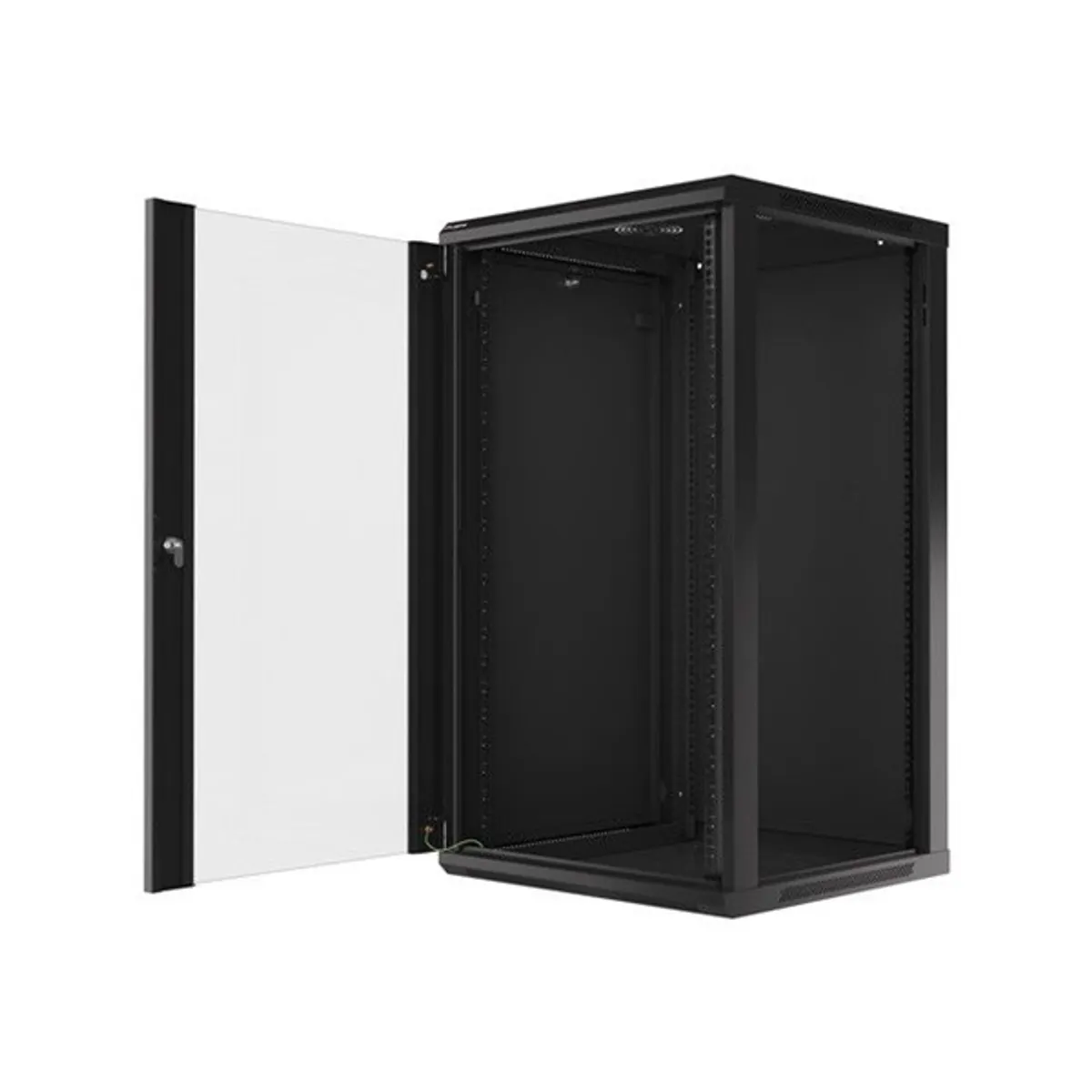 Lanberg WF01-6622-10B 19" 22U SZÉL:600mm MÉLY:600mm MAG:1085mm lapraszerelt üvegajtós fekete fali rack szekrény #5