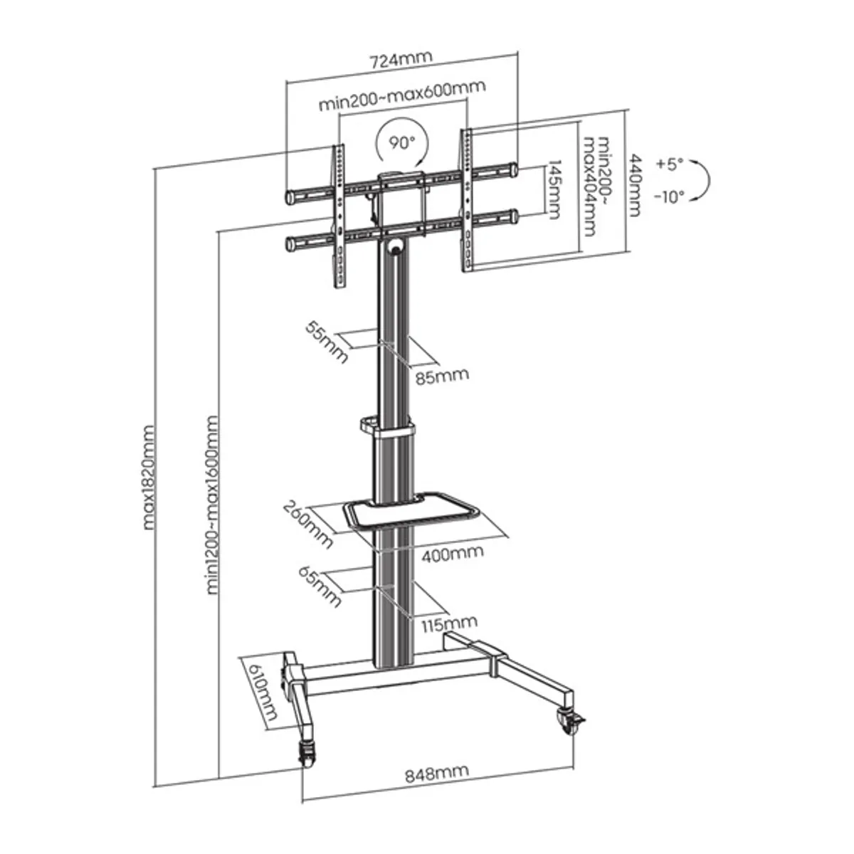 Stell SOS 4050 37"-86" profi TV padlóállvány #9