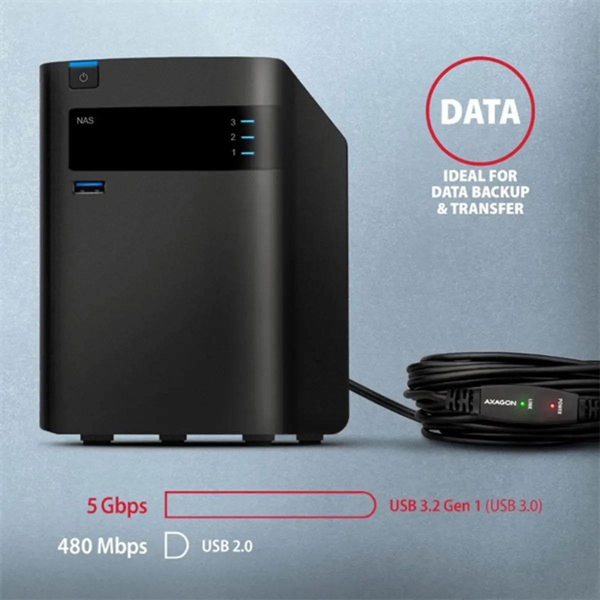 Axagon ADR-305 5m USB 3.2 Gen 1 A apa - anya aktív repeater kábel #6