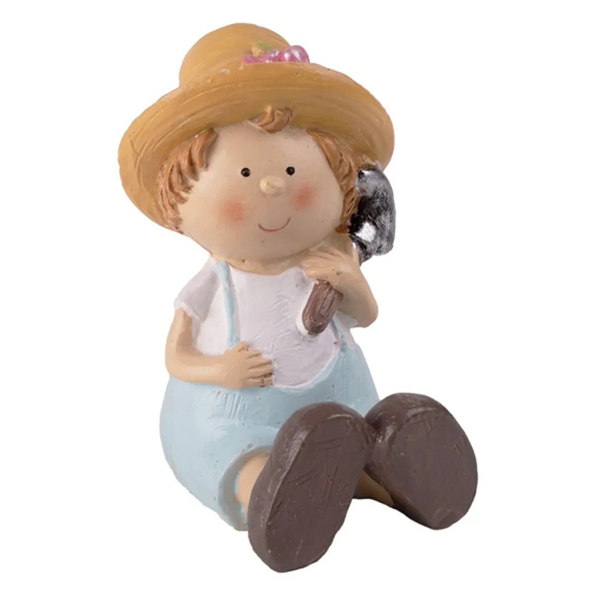 IRIS dekor műgyanta fiú ülő+ásó kék 5,5x8cm #1