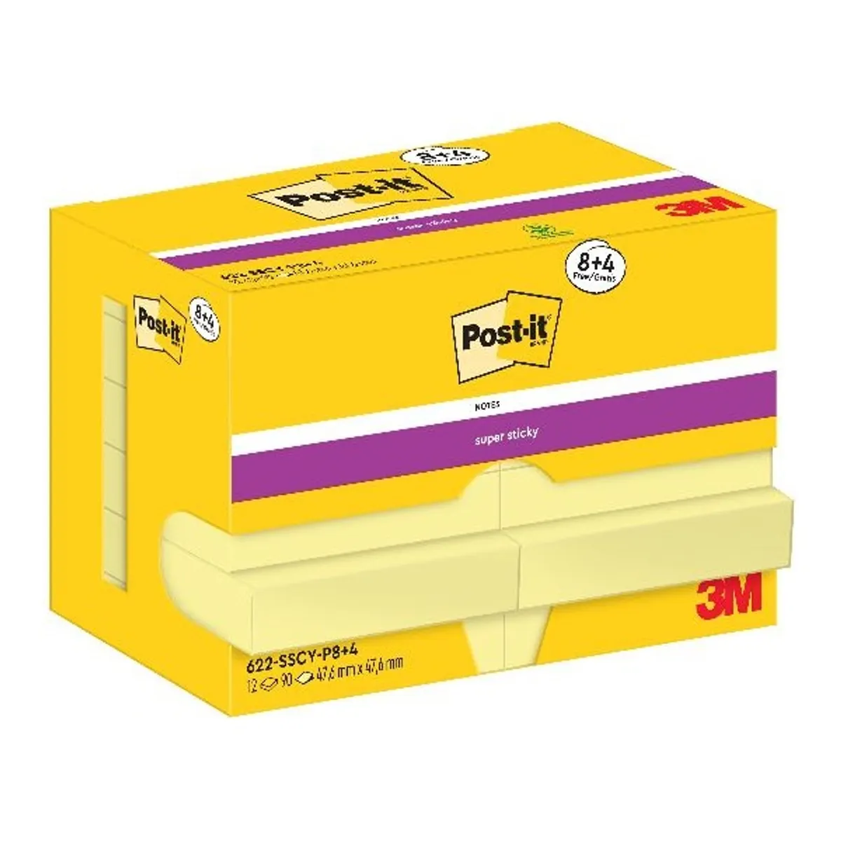 Post-it Super Sticky 622-SSCY 47,6x47,6mm 90lapos 8+4 tömb kanárisárga öntapadós jegyzettömb #3