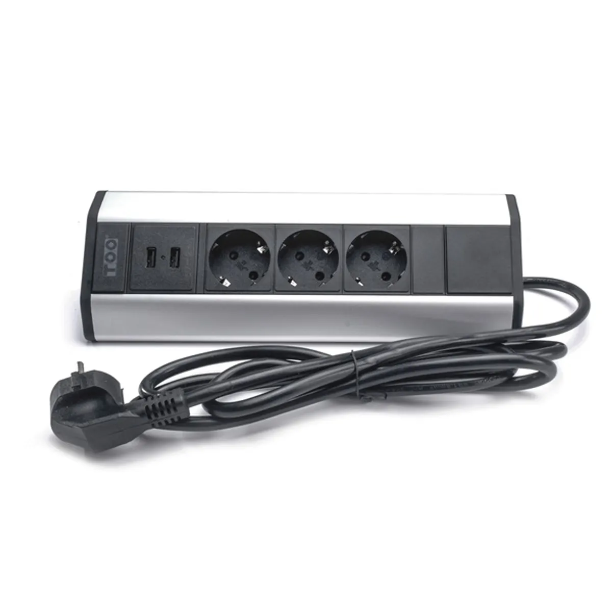 TOO VPS-315-3S IP20, 3x 2P+F, 2x USB-A, ezüst asztalra rögzíthető elosztó #1