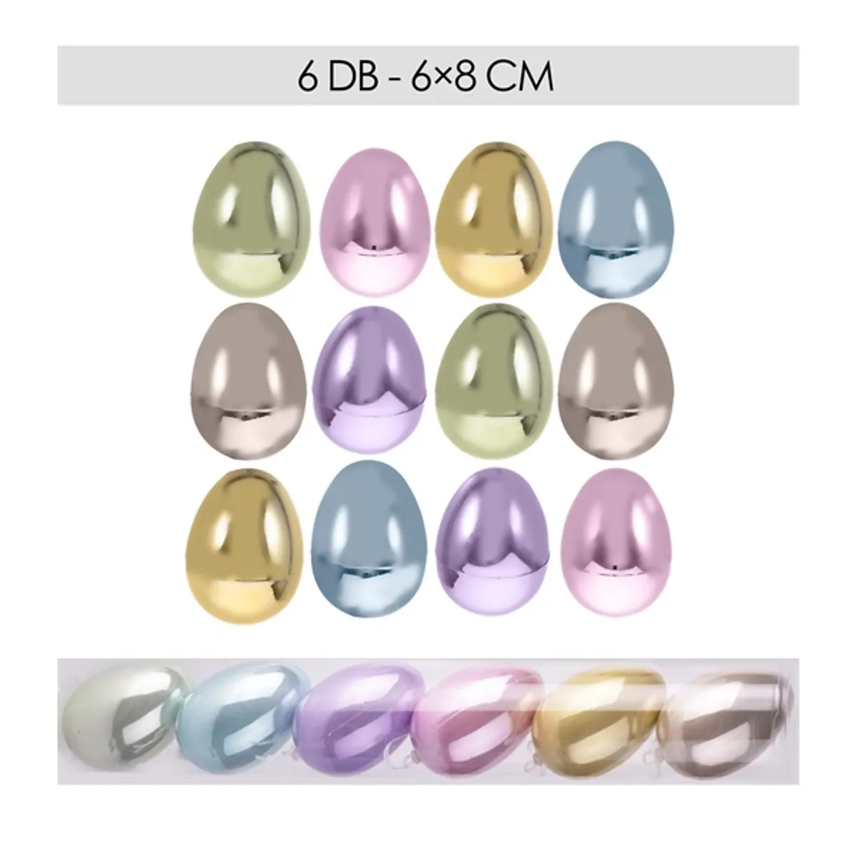 IRIS dekor tojás 6db gyöngyház 6 féle szín 6x8/cs #1