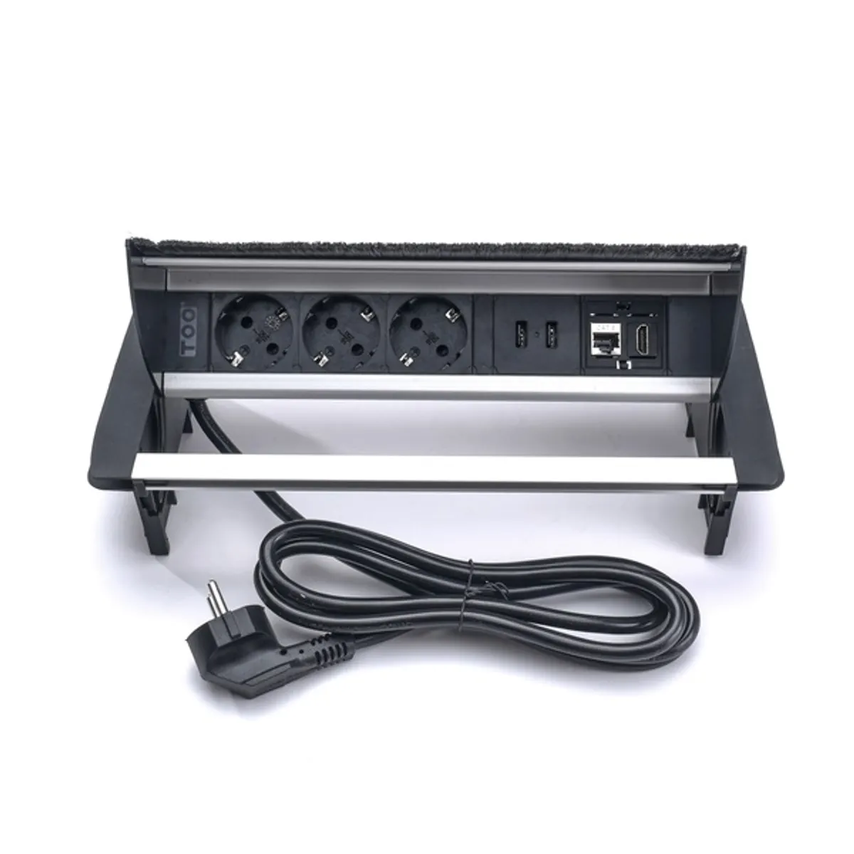 TOO RPS-111-3BR IP20,3x 2P+F,HDMI,RJ45,2x USB-A, szálcsiszolt asztalba süllyeszthető elosztó #5