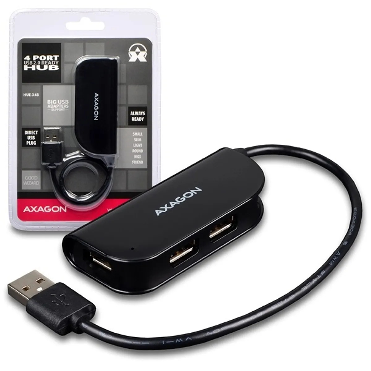 Axagon HUE-X4B 4 portos USB2.0 fekete HUB #2