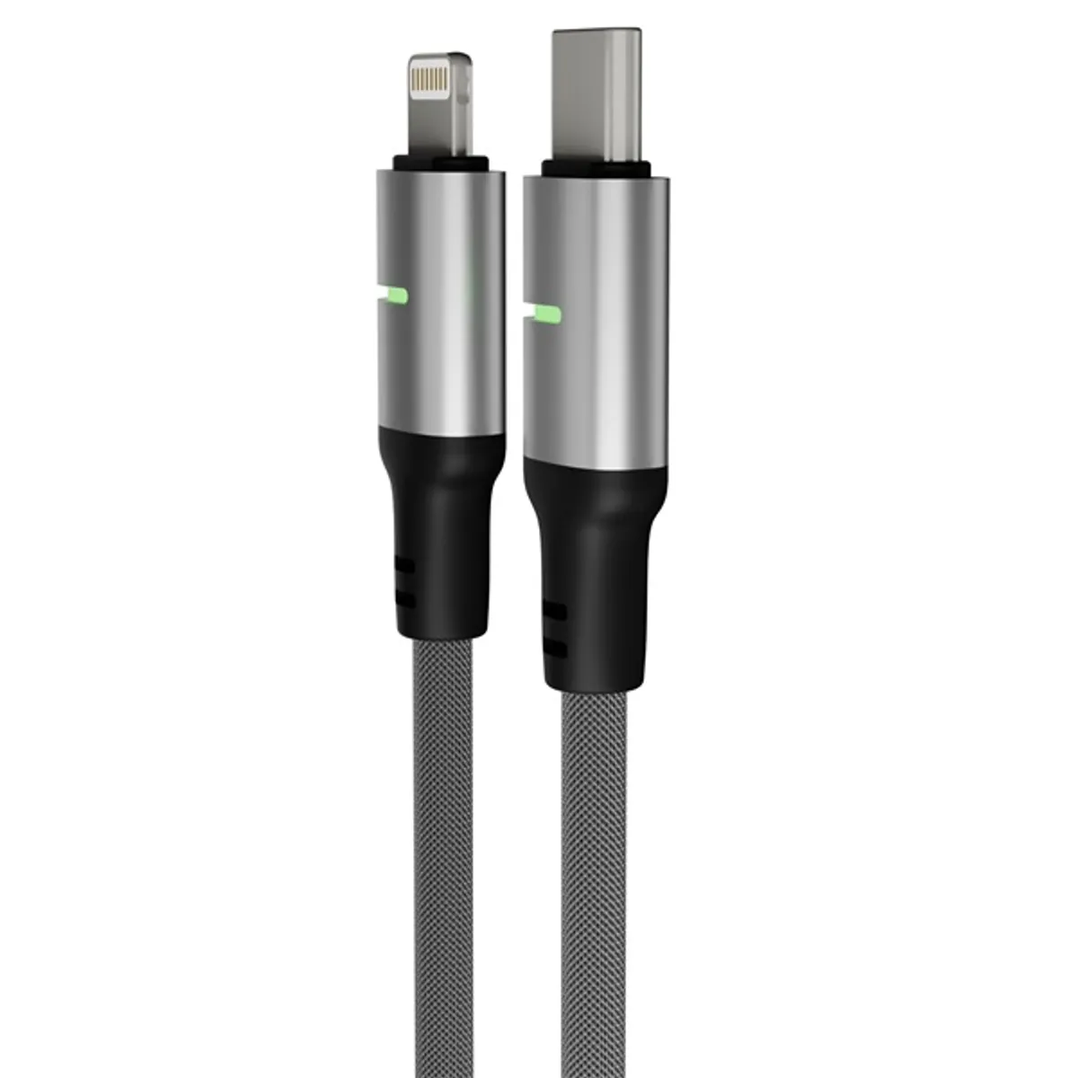 AVAX CB636 STEELY LED 2m 27W USB-C - Lightning fekete fonott gyorstöltő kábel #4