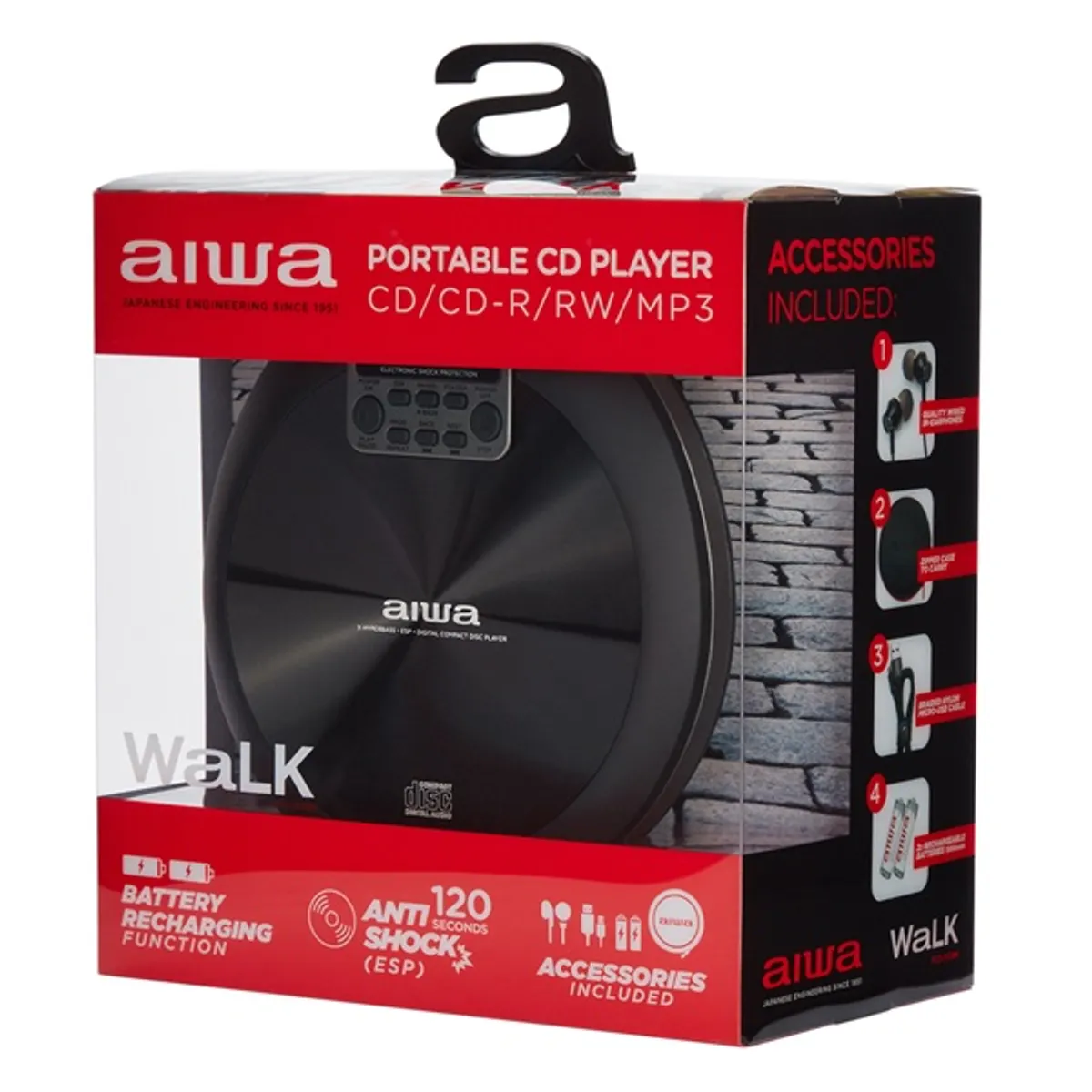 Aiwa PCD-810BK hordozható fekete CD lejátszó #8