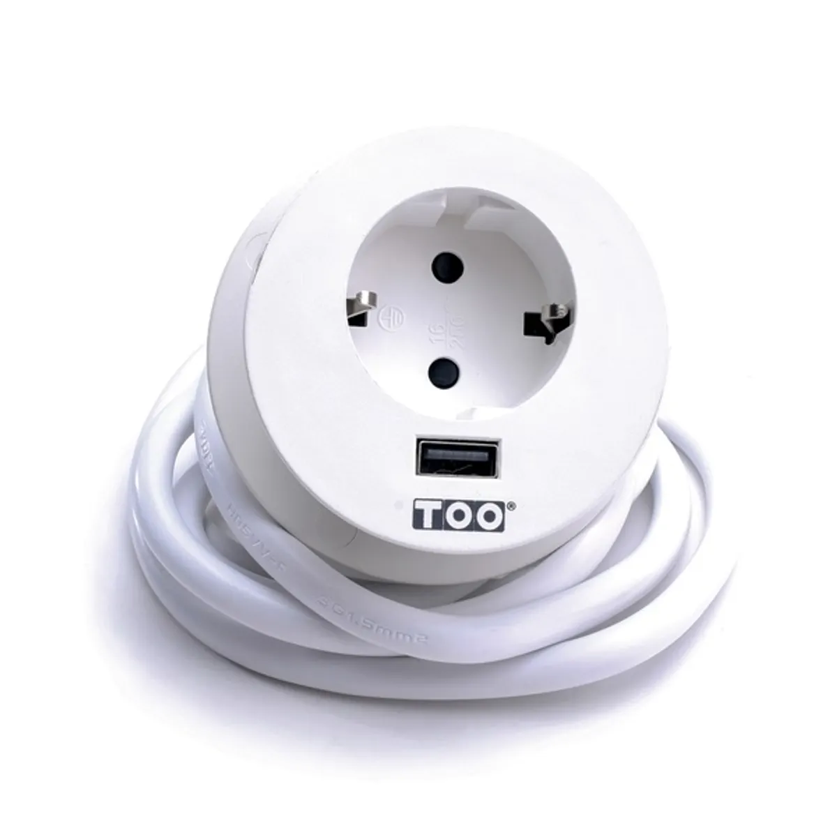 TOO GPS-200-1W IP20, 1x 2P+F, USB-A, fehér asztalba süllyeszthető elosztó #3