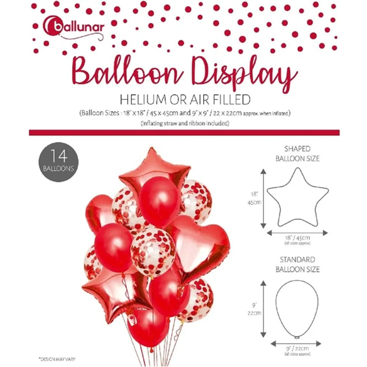 IRIS Léggömb szett,30351-REDC 18és9cm átmérő,szív/csillag/gömb formák, rózsaszín/arany, üres/konfettivel töltött #1