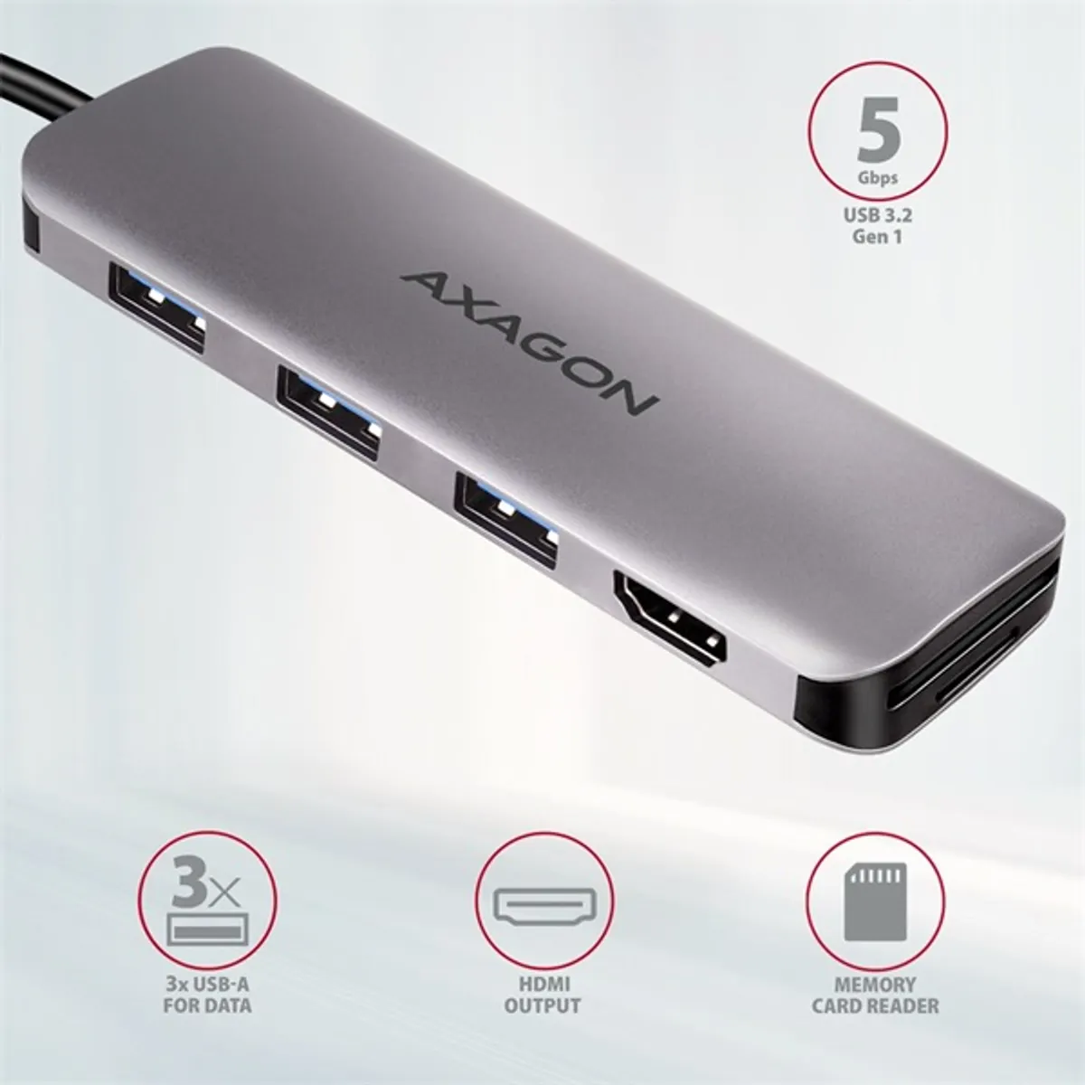 Axagon HMC-HCR3A SuperSpeed USB-C COMBO 5in1 HUB #2