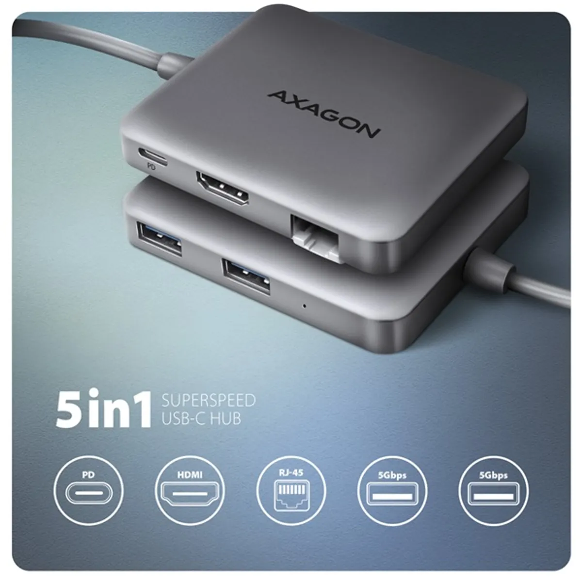 Axagon HMC-5HL SuperSpeed USB-C 5in1 hub #2