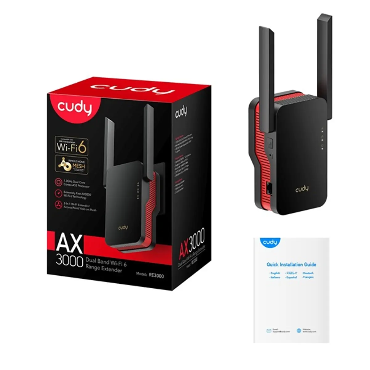 CUDY RE3000 kétsávos AX3000 WIFI 6 MESH fekete extender/access point #6