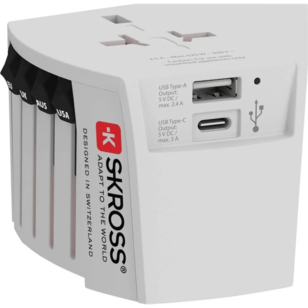 Skross MUVUSB-A-C USB/Type-C töltő bemenettel világutazó adapter #1