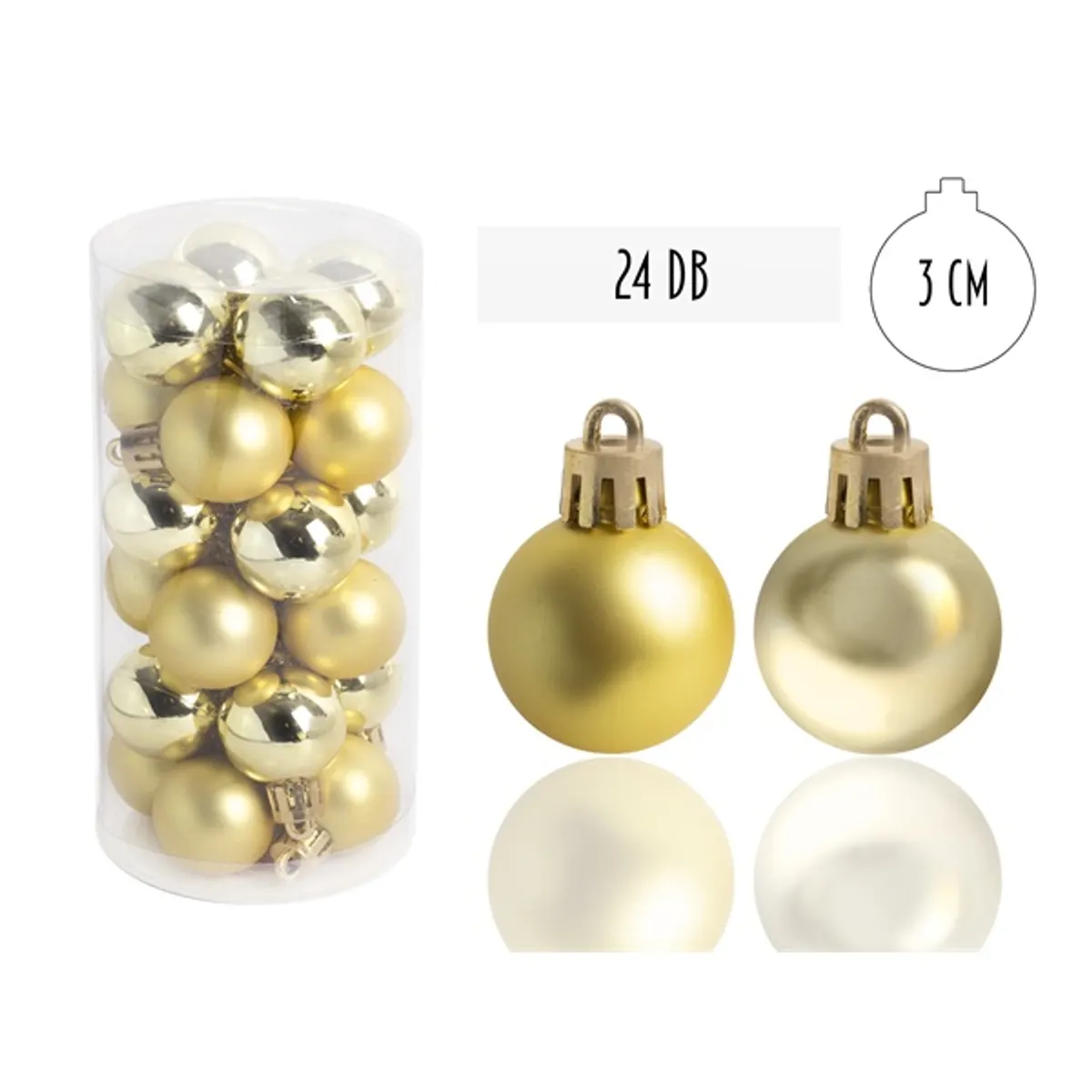 IRIS Karácsonyfa gömb aranysárga, 24 db-os, 3cm #1