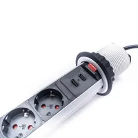 TOO PPS-304-3S IP20, 3x 2P+F, 2x USB-A, szálcsiszolt asztalba süllyeszthető elosztó #5