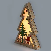 Iris Fenyőfa alakú Télapó mintás/20x29,5x4,5cm/meleg fehér LED-es fa fénydekoráció #2