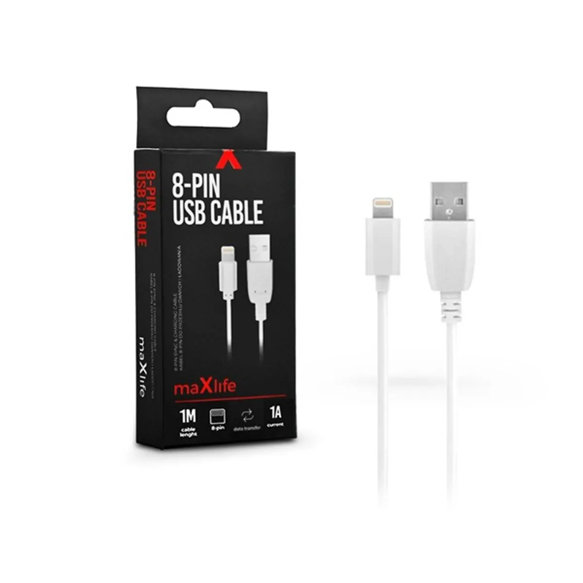 Maxlife TF-0113 1m USB-Lightning fehér adat- és töltőkábel #1