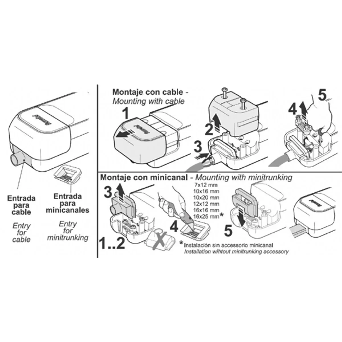 FAMATEL 2524 /hosszanti/ fehér 16A-250V négyes földelt szerelhető elosztó #3