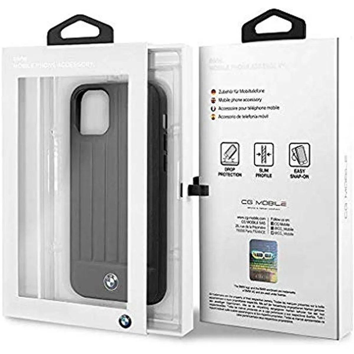 BMW iPhone 11 Pro csíkos fekete kemény bőrtok #6