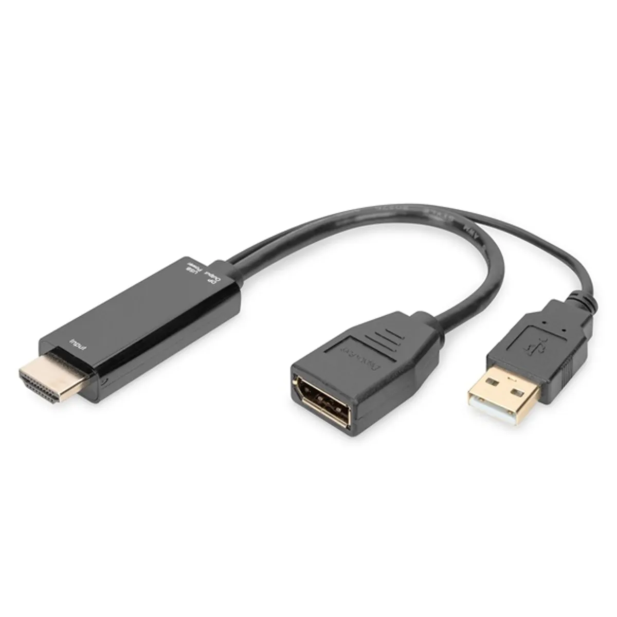 DIGITUS 1920 x 1080 4K 3D 30Hz USB-A - HDMI 1.4 -  1.2 DisplayPort kábel 0,2m #1