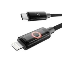 AVAX CB650 PULSEY 0,5m 27W USB-C - Lightning szürke fonott gyorstöltő LED kábel #1