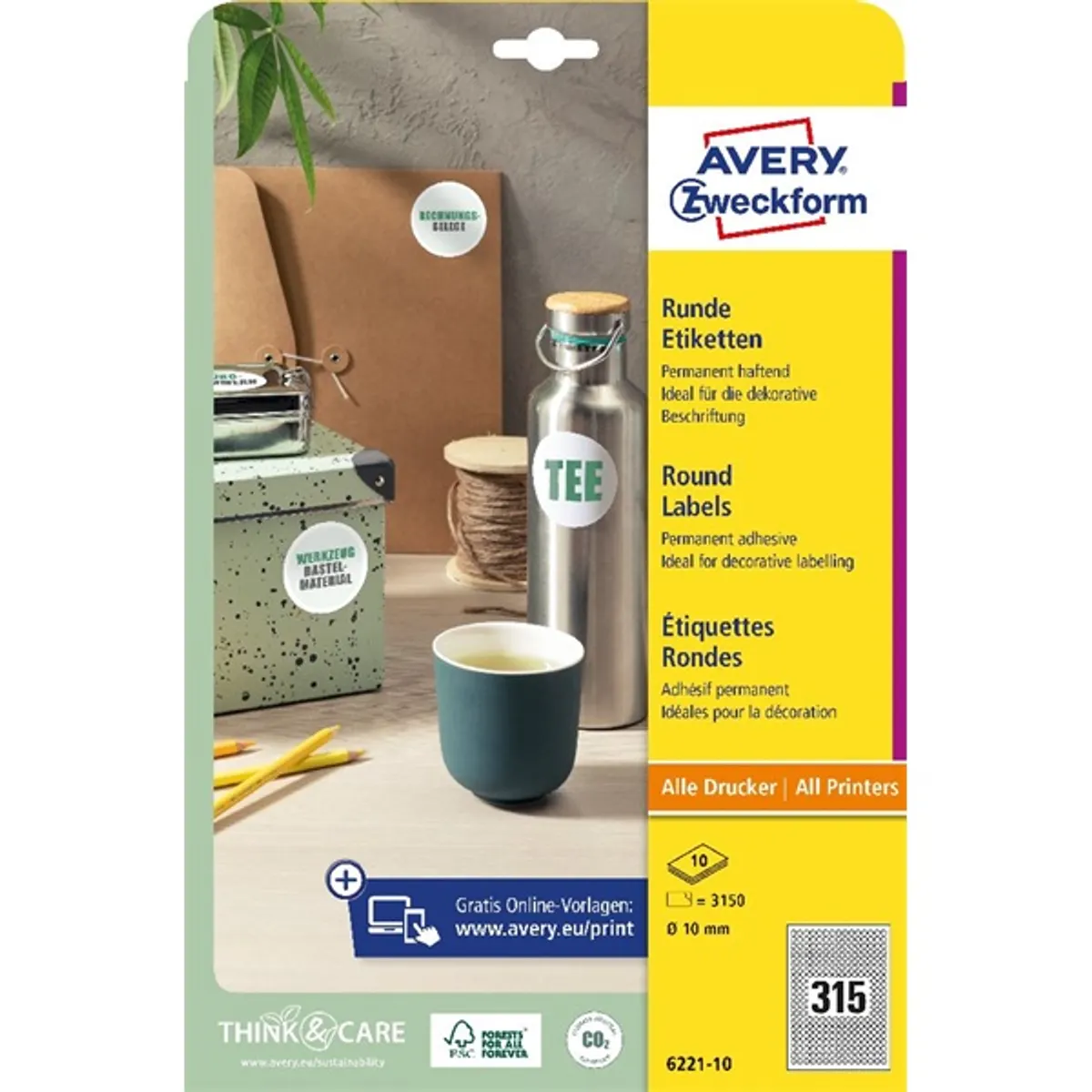 Avery 6221-10 10mm 10 ív univerzális fehér köretikett #2