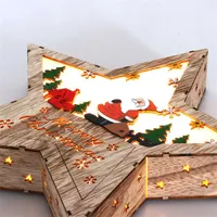 Iris Csillag alakú Télapó mintás/30x30cm/meleg fehér LED-es fa fénydekoráció #3