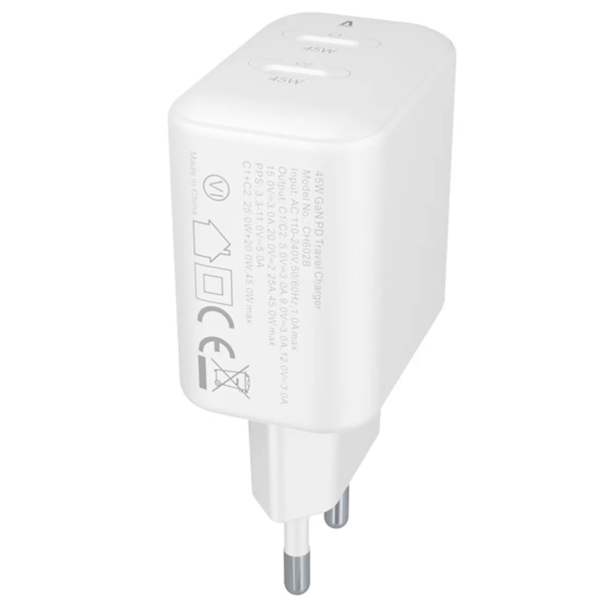 AVAX CH602W SPEEDY+ 45W GaN 2x USB-C PD3.0 fehér gyors töltő adapter #5