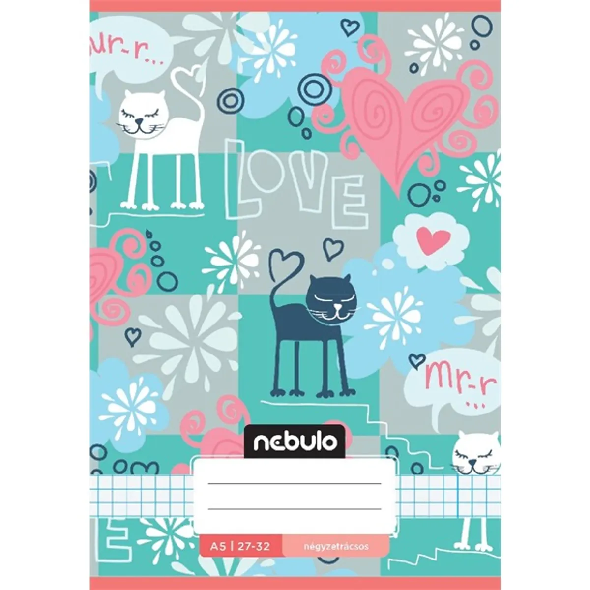 Nebulo Cuki minták A5 27-32 tűzött kockás füzet #8