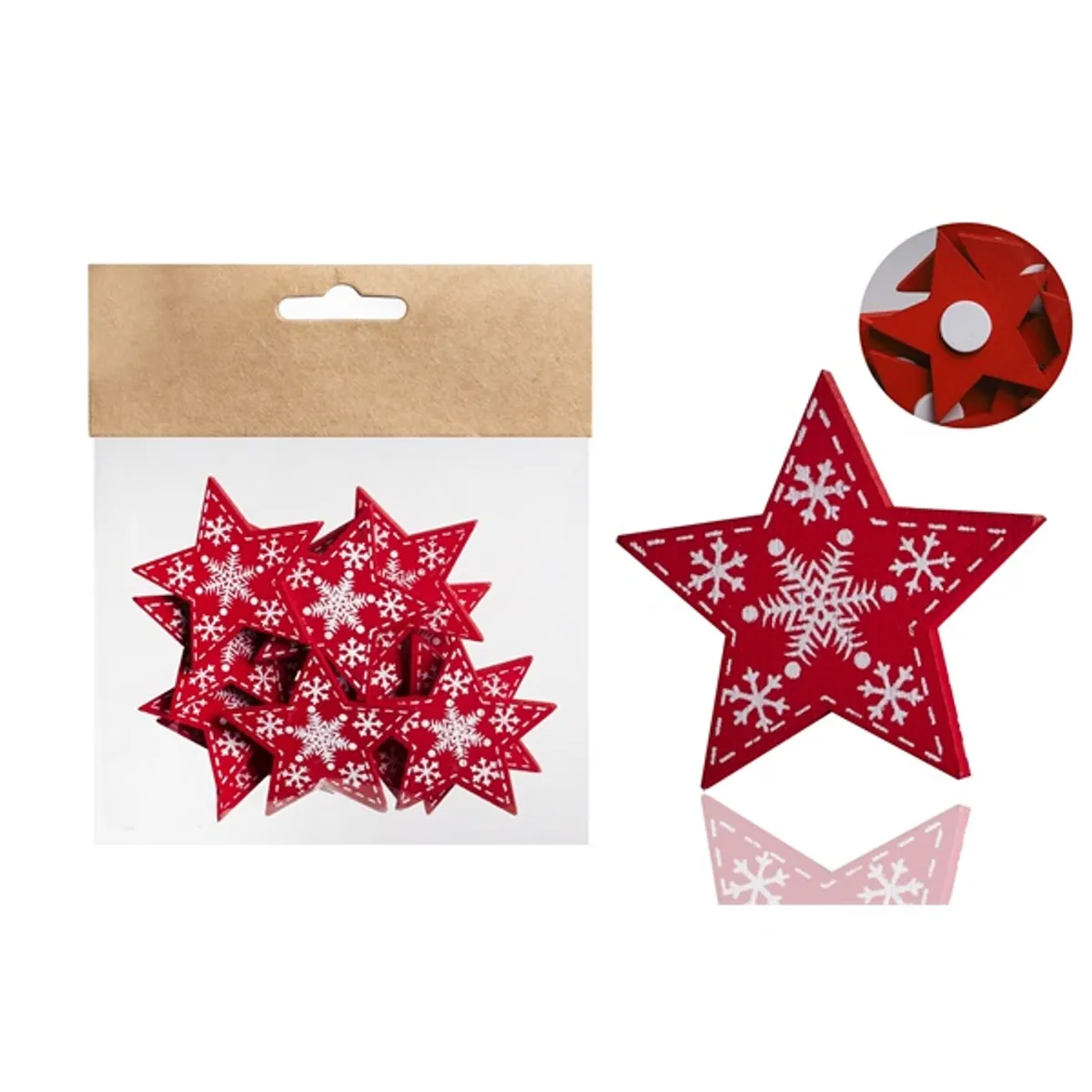 Iris fa csillag 12db piros hópihe 4 cm #1