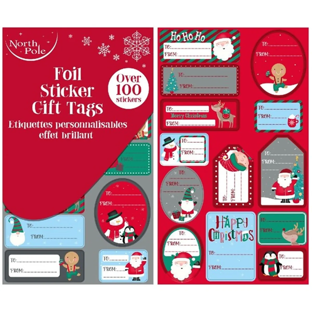 IRIS Karácsonyi matrica/levonó ajándék csomagoláshoz, 100db/comag, 8db 14,5x28cm lap, 12/13 db matrica/lap #1