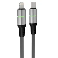 AVAX CB636 STEELY LED 2m 27W USB-C - Lightning fekete fonott gyorstöltő kábel #3