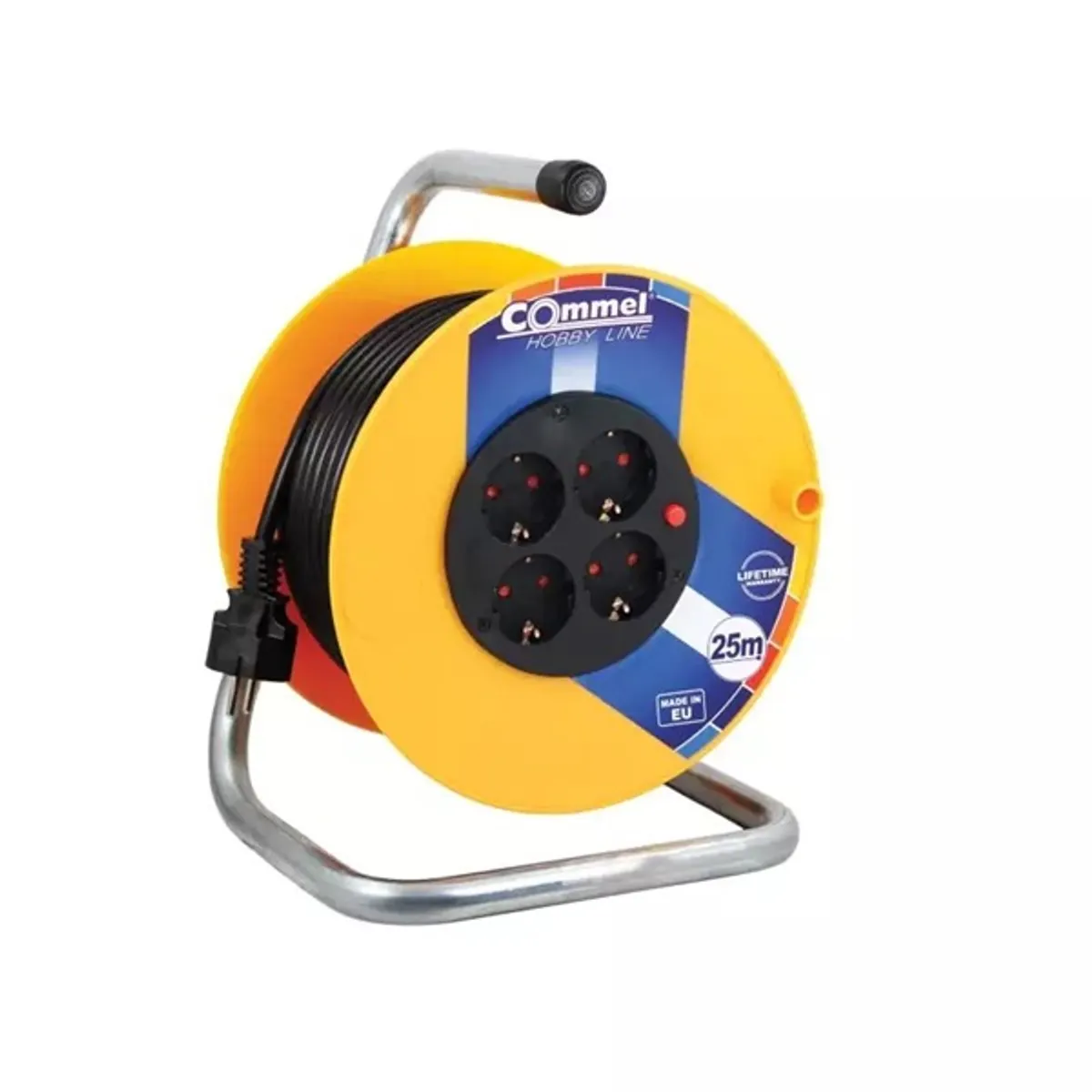 Commel 0955 4 aljzat 25m H05VV-F 3G1.5 MM2 sárga kábeldob #1