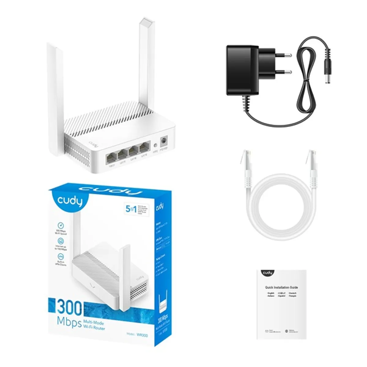 CUDY WR300 egysávos N300 5in1 WIFI fehér Router #7