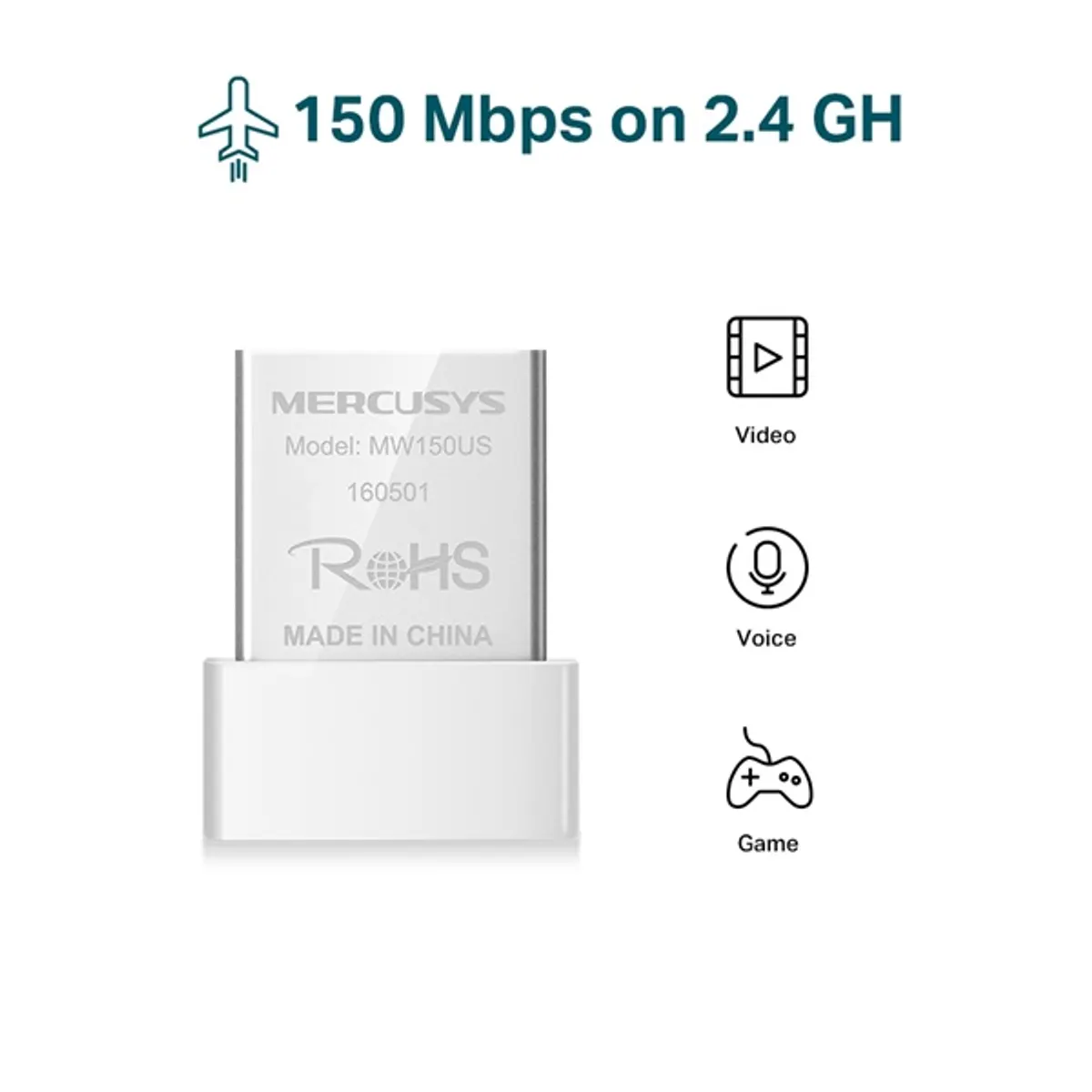 Mercusys MW150US 150Mbps Vezeték nélküli Nano USB Adapter #2