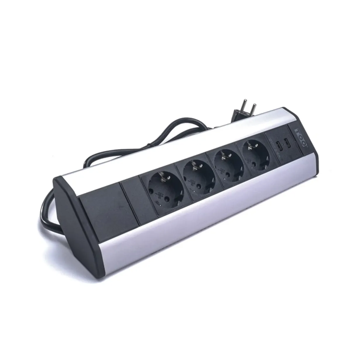 TOO VPS-317-4S IP20, 4x 2P+F, 2x USB-A, ezüst asztalra rögzíthető elosztó #2
