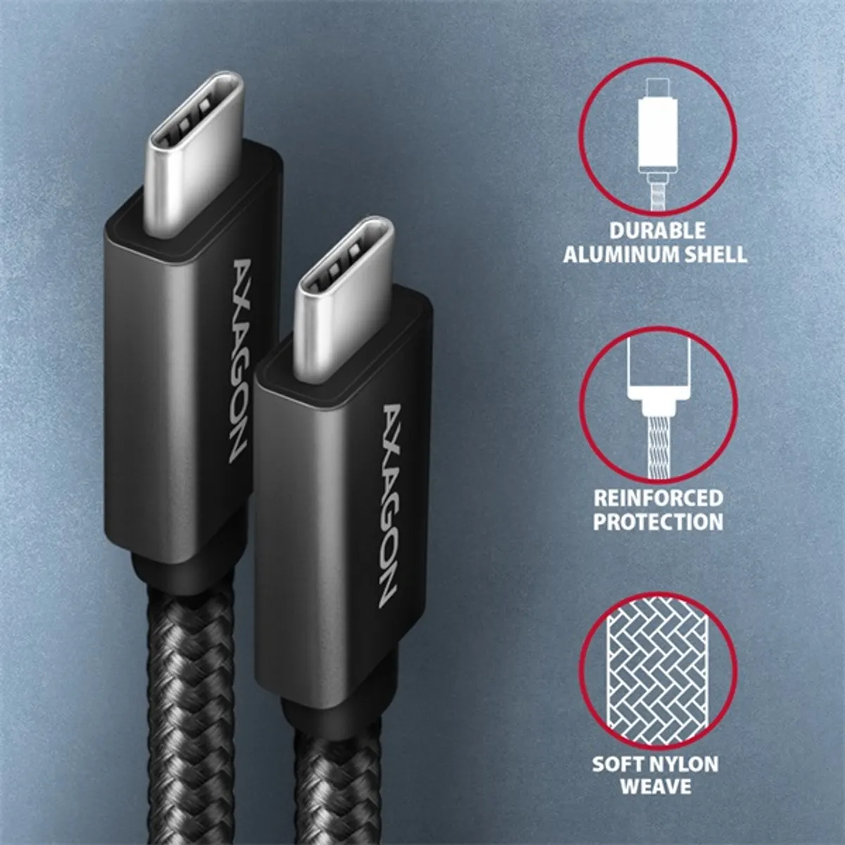 Axagon BUCM32-CM10AB USB TYPE-C 3.2 Gen 2 -  USB TYPE-C 1 m fekete kábel #3
