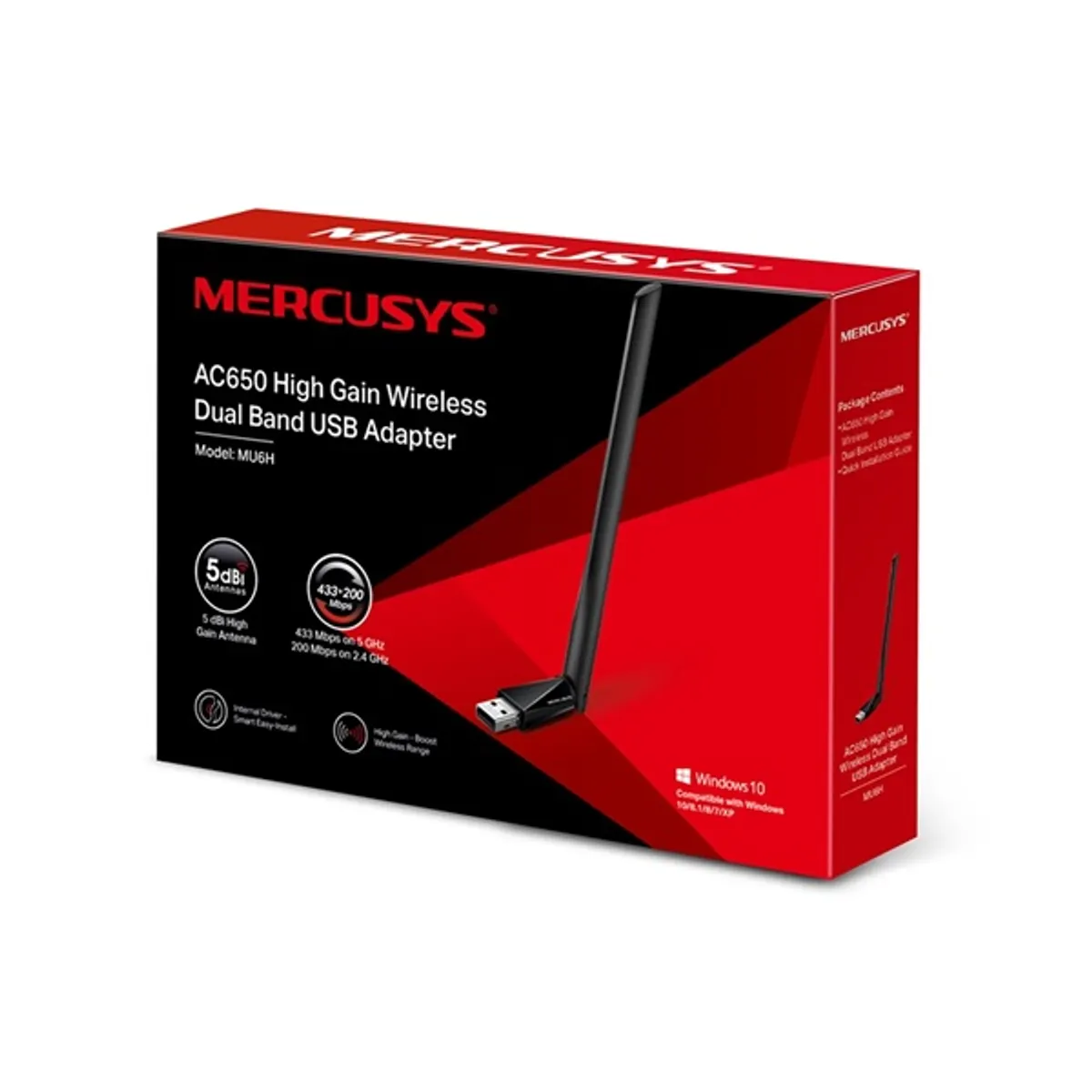 Mercusys MU6H AC650 High Gain vezeték nélküli Dual Band fekete USB adapter #5