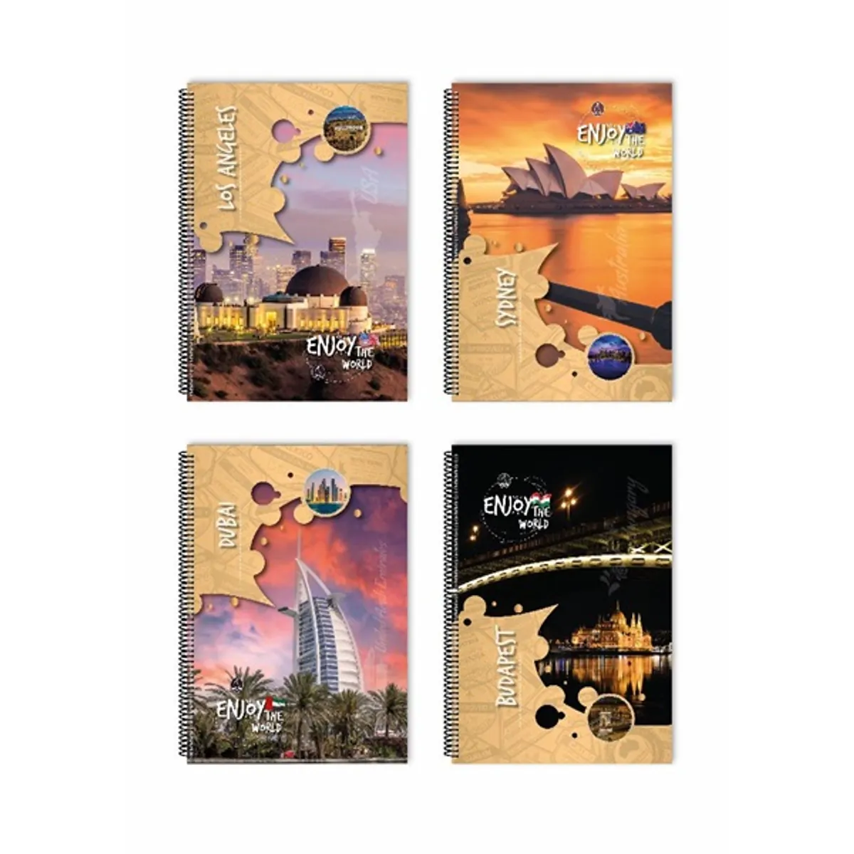 Fűzfői design 3D Enjoy A4 80 lapos mintás kockás spirálfüzet #1