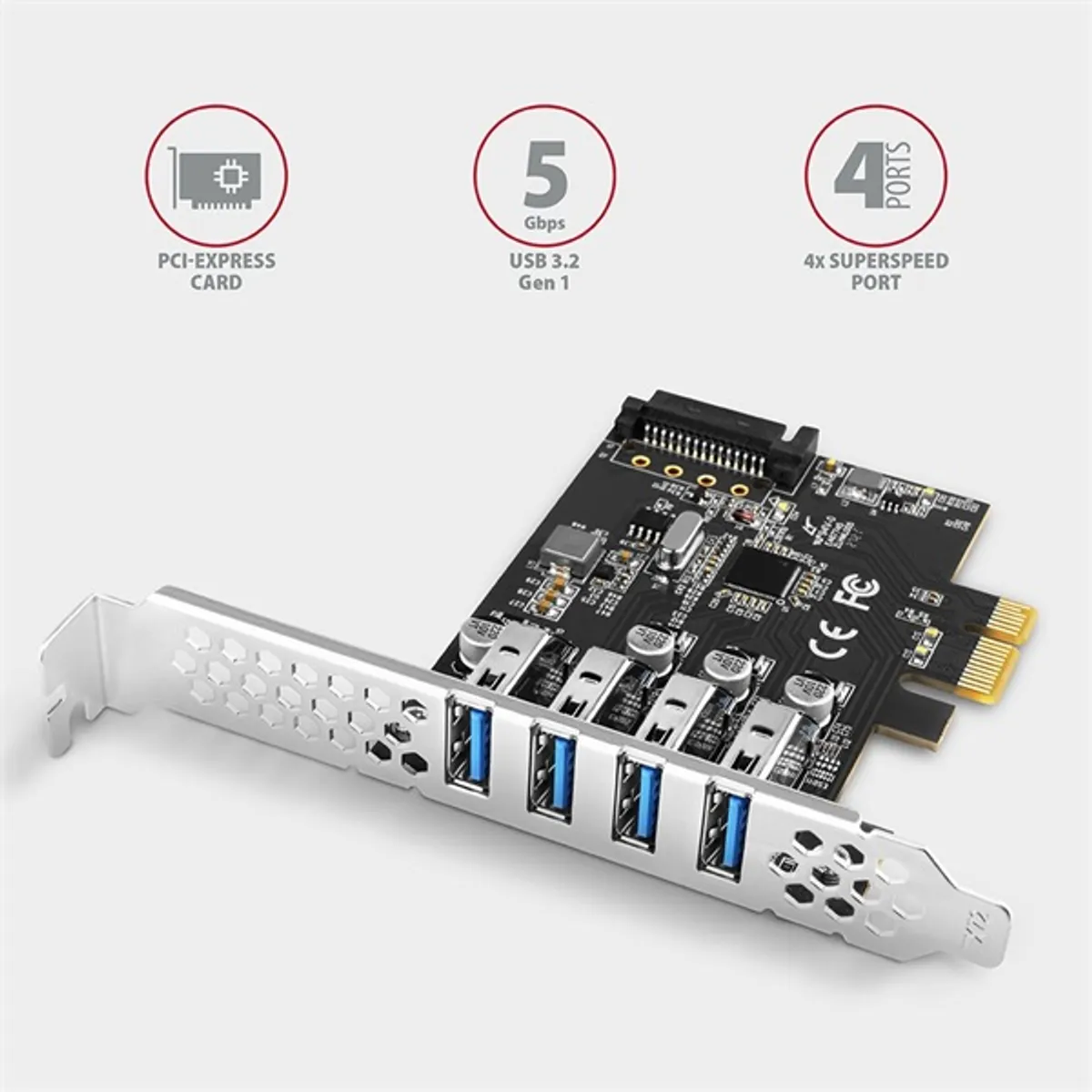 Axagon PCEU-43RS 4db USB 3.2 gen1 portos PCI-Express kártya #2