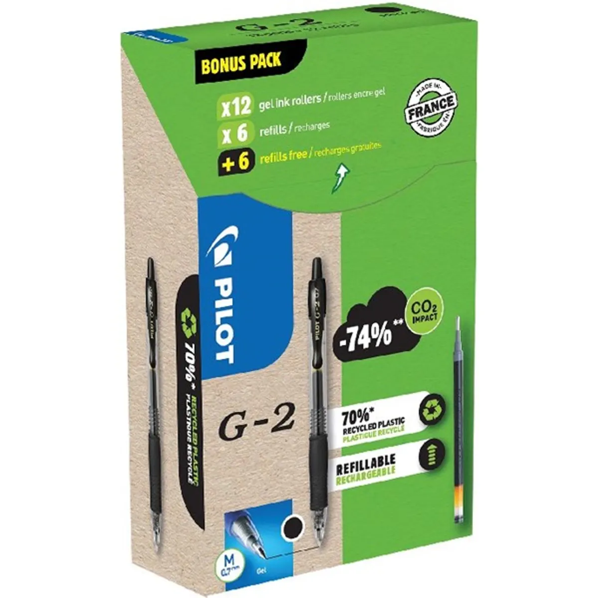 Pilot G2 Greenpack  0,7mm 12 db fekete betéttel zseléstoll #1