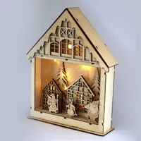 Iris Karácsonyi ház alakú 23,5x29cm/meleg fehér LED-es fa fénydekoráció #2